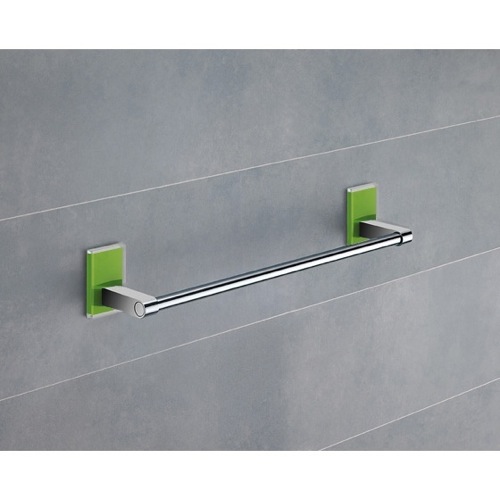 Towel Bar, Gedy 7821-35-04, 14 Inch Green Mounting Polished Chrome Towel Bar 7821-35-04